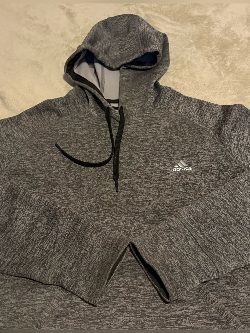 Adidas Men's Climawarm Hoodie Size L Heather Gray Quarter Zip - Picture 2 of 9